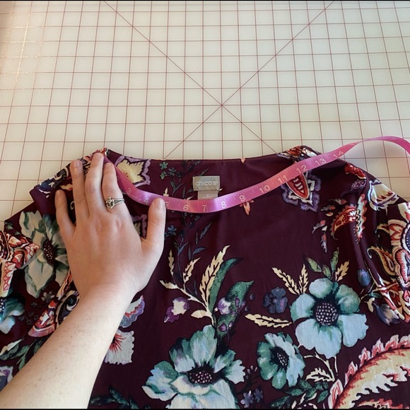 Chico’s size 2 large NWT burgundy maroon purple multi colored floral boho - Picture 2 of 16